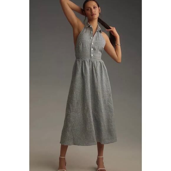 Reformation Dresses & Skirts - REFORMATION Tace Gingham Linen Halter Midi Dress - Size 6
